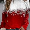 Plus&Curve zolucky | Plus Size Casual Christmas Sweatshirt Red