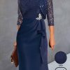 Dresses zolucky | Lace Lace Casual Regular Fit Dress Blue