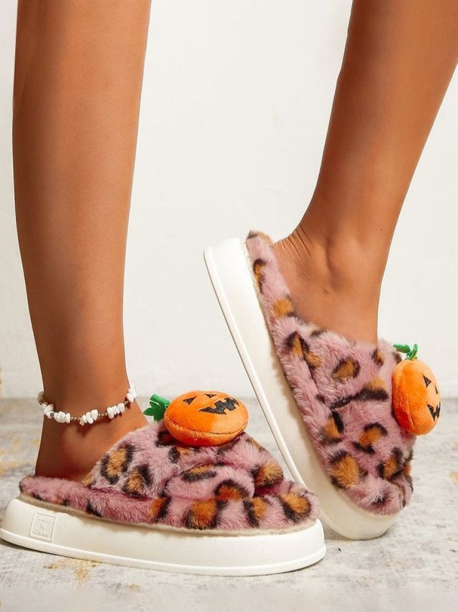 Shoes zolucky | Casual Halloween Faux Fur Fluffy Slippers