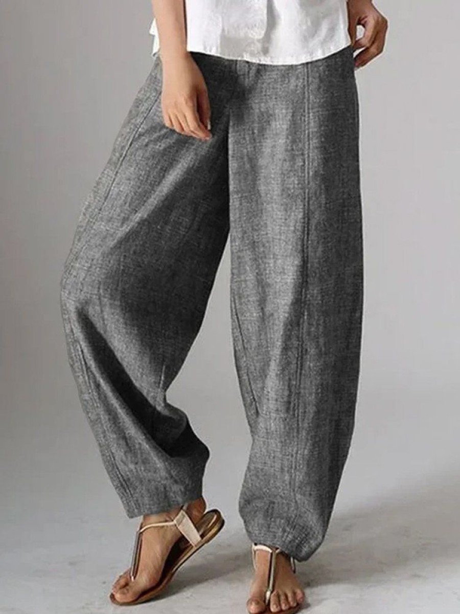 Bottoms zolucky | Casual Plain Linen Pants For Women