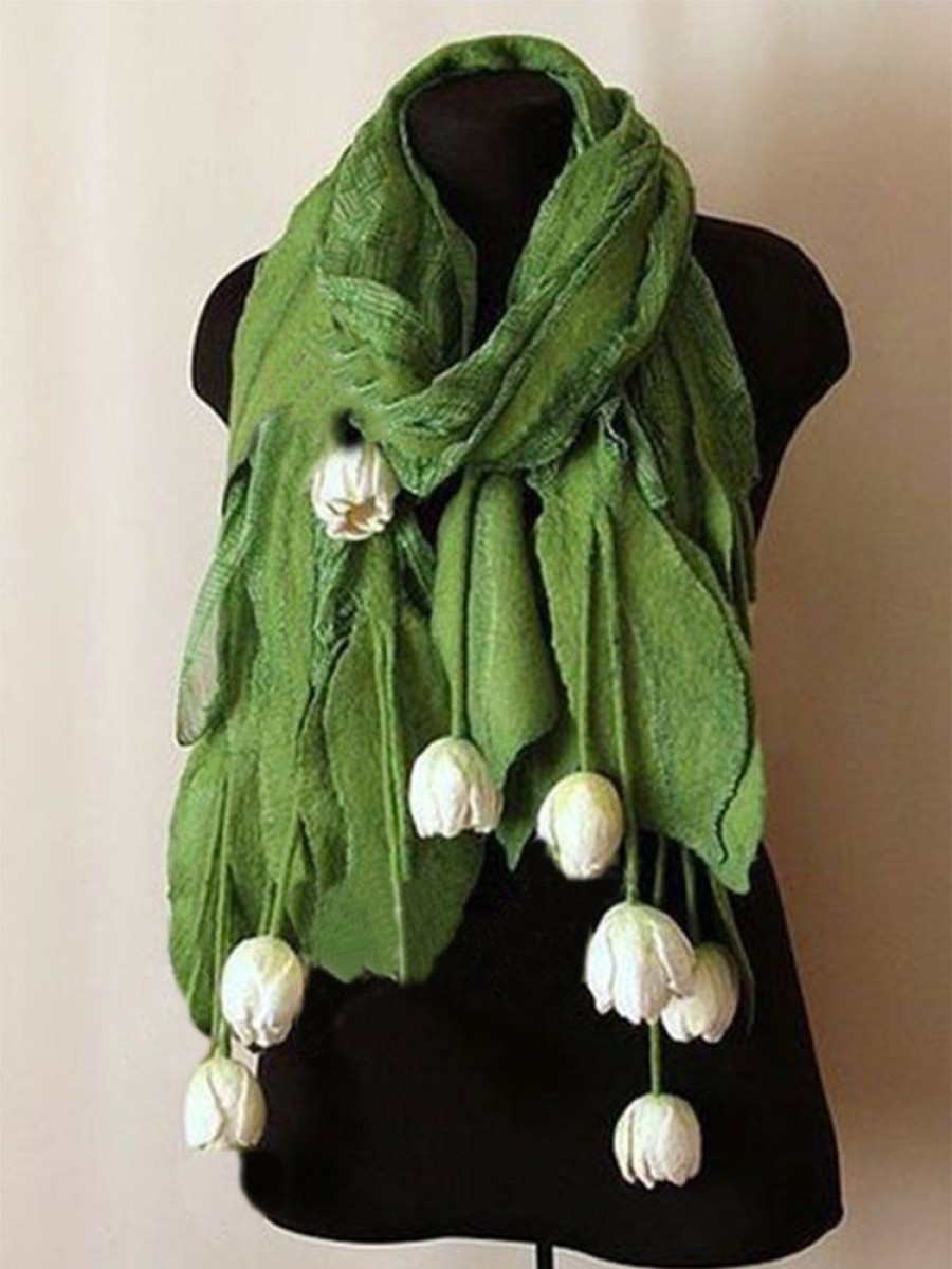 Accessories zolucky | Caasual Warm Winter Vintage Scarf Green