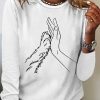 Topshot zolucky | Women'S Lover Dog Hand Simple Crew Neck Cotton-Blend Regular Fit Long Sleeve Top