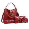 Accessories zolucky | 3Pcs/Set Crocodile Embosse Snakeskin Pattern Paneled Bucket Bag With Coin Purse