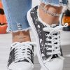 Shoes zolucky | Halloween Skull Print Distressed Lace Up Sneakers Black