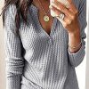 Topshot zolucky | Jacquard Vintage Solid Plain Daily V Neck Loose H-Line Long Sleeve Blouse