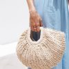 Accessories zolucky | Vacation Half Moon Straw Bag Beach Tote Bag