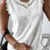 Topshot zolucky | Lace Casual Loose Plain Tank Top White