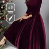 Dresses zolucky | Casual Velvet V Neck Christmas Dress