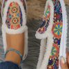 Shoes zolucky | Ethnic Printed Warmth Faux Fur Slip On Shoes Multicolor