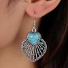 Accessories zolucky | Retro Heart-Shaped Turquoise Rhinestone Hollow Out Dangle Earrings As Picture