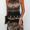 Dresses zolucky | Ethnic Printed Halter Sleeveless Dress