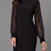 Dresses zolucky | Party Long Sleeve Crew Neck Dress Black