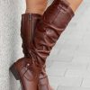 Shoes zolucky | Chunky Heel Pu Autumn Fashion Boots Red Brown