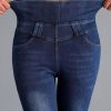 Bottoms zolucky | Casual Plain Denim Loose Jeans Deep Blue