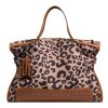 Accessories zolucky | West Style Leopard Rivet Large Capacity Canvas Tote Bag