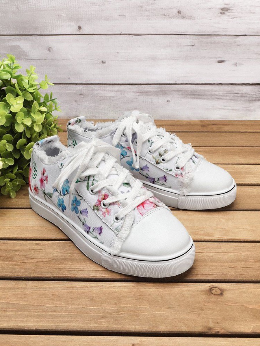 Shoes zolucky | Fashion Floral Ultralight Breathable Sports Canvas Shoes White