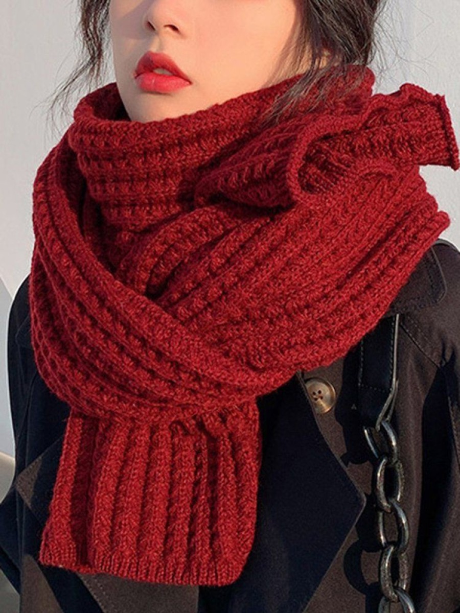 Accessories zolucky | Women Minimalist Twist Knitted Warmth Plain Christmas Scarf