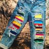 Bottoms zolucky | Boho Stripes Ripped Jeans