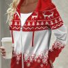 Outerwearshot zolucky | Casual Christmas Hoodies Coat Xmas Coat Red