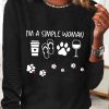 Topshot zolucky | Women'S I'M A Simple Dog Lover Print Simple Crew Neck Dog Long Sleeve Shirt