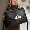 Accessories zolucky | Crocodile Embossed Square Handbag Twist Lock Shoulder Bag