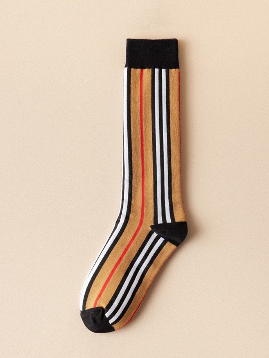 Accessories zolucky | 1Pair Color Block Striped Mid-Calf Socks