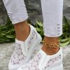 Shoes zolucky | Flower Embroidery Lace Detail Hidden Heeled Shoes