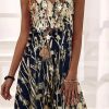 Dresses zolucky | Vacation Plants Floral Pattern Loosen V Neck Sleeveless Jersey Dress Flower