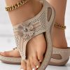 Shoes zolucky | Pu Summer Wedge Heel Slide Sandals