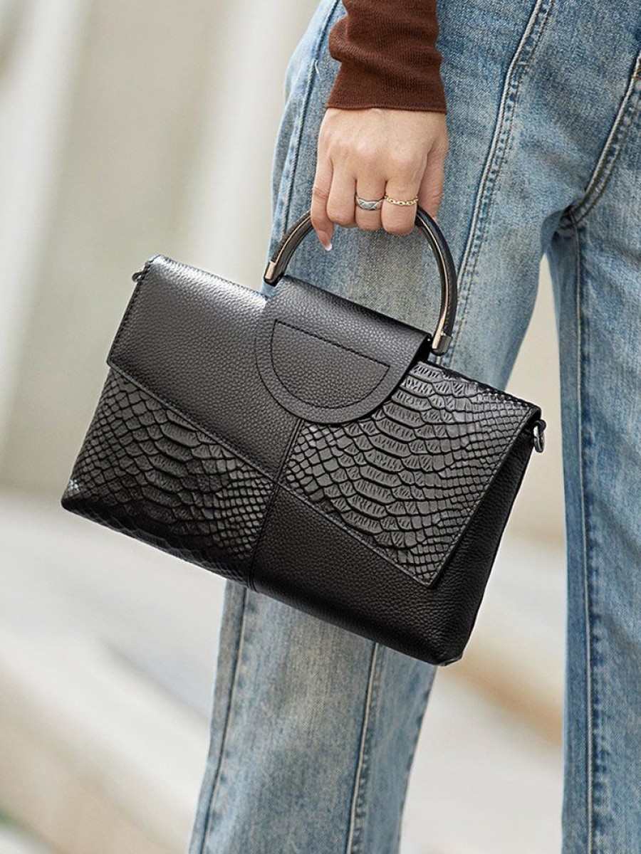 Accessories zolucky | Crocodile Print Paneled Clutch Bag Commuting Crossbody Bag Black