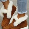 Shoes zolucky | Women Casual Color Block Winter Faux Suede Slip On Split Joint Furry Snow Boots