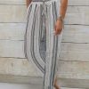 Bottoms zolucky | Striped Loose Casual Cotton Pants Deep Gray