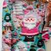 Plus&Curve zolucky | Plus Size Christmas Santa Claus 3D Printing Crew Neck Buttoned Loose Casual Long Sleeve T-Shirt Pink