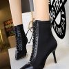 Shoes zolucky | Women Minimalist Paneled Stretch Stiletto Heel Fashion Boots Black