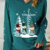 Topshot zolucky | Women Snowman Christmas Print Simple V Neck Sweatshirt