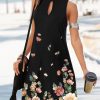 Dresses zolucky | Jersey Loose Casual Floral Dress Black