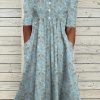 Plus&Curve zolucky | Plus Size Loose Floral Vacation Dress Blue