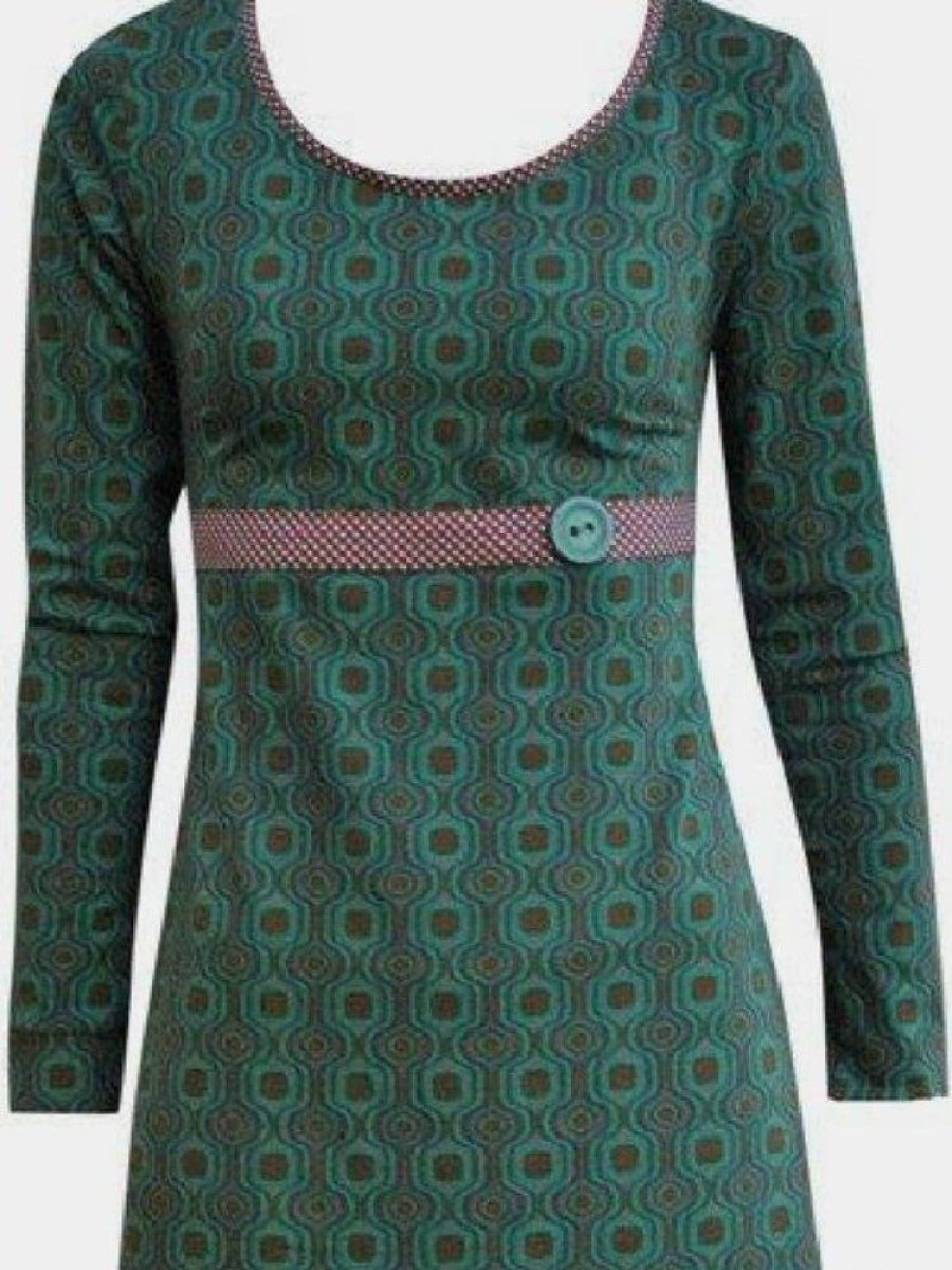 Dresses zolucky | Cotton-Blend Casual Knitting Dress Green