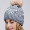 Accessories zolucky | Imitation Pearl Fuzzy Ball Knitted Hat