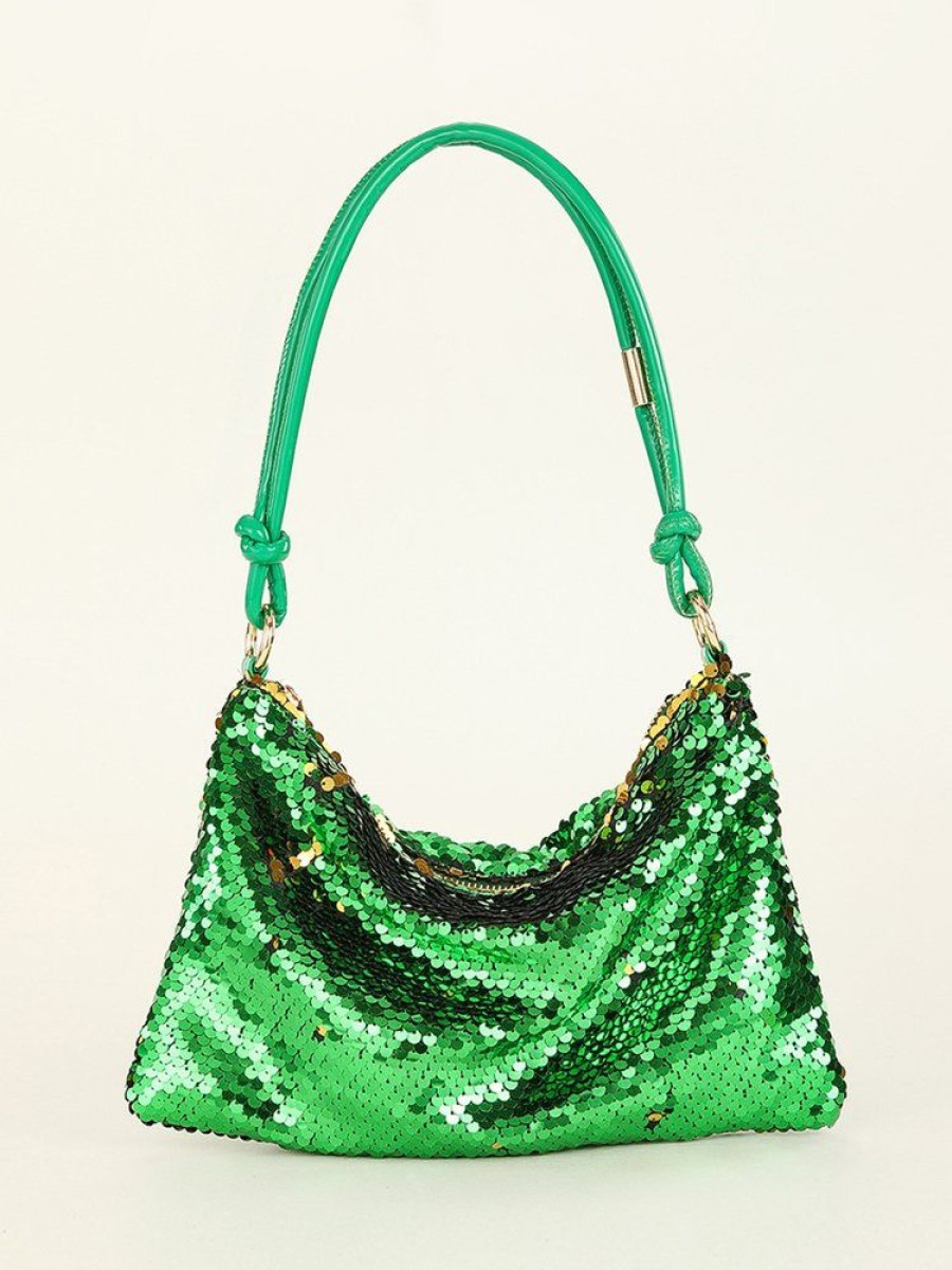 Accessories zolucky | Sequin Decor Zipper Hobo Bag Knot Underarm Bag For Prom And Party Events