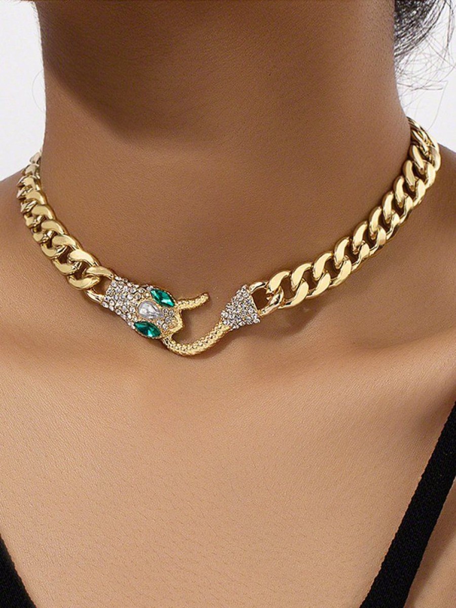 Accessories zolucky | Rhinestone Snake Necklace Fashion Party Metal Chain Choker