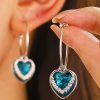 Accessories zolucky | Cross-Border Hot-Selling Ocean Heart Ear Hook Female Ins Style European And American Personality Temperament Heart-Shaped Earrings Internet Celebrity Earrings