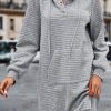 Dresses zolucky | Hoodie Loose Casual Plaid Dress Light Gray