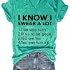 Topshot zolucky | Women'S I Know Swear A Lot Loose Cotton-Blend Vintage T-Shirt