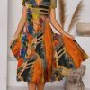 Dresses zolucky | Boho Printed V Neck Floral Weaving Dress