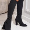 Shoes zolucky | Women Minimalist Elastic Fabric Chunky Heel Sock Boots