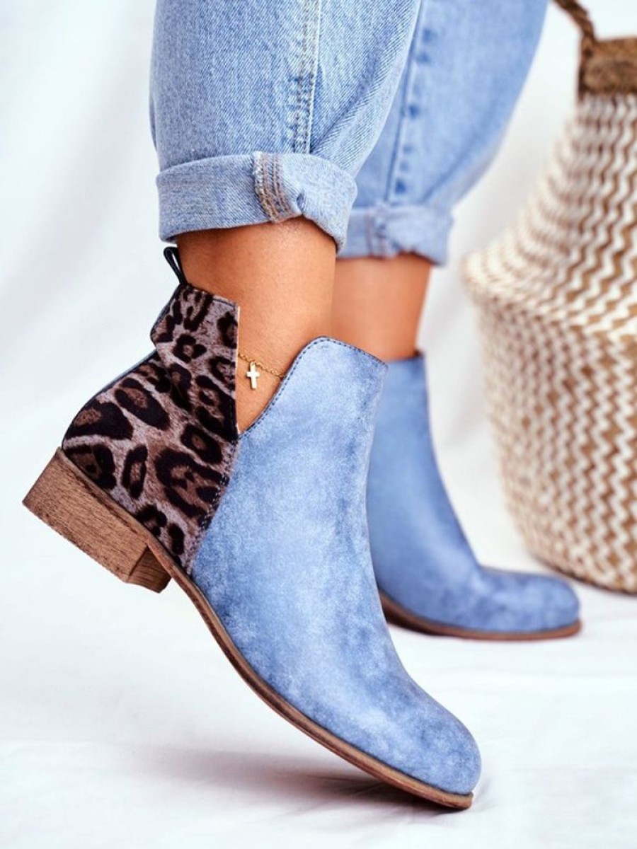 Shoes zolucky | Leopard Print Chunky Heel Booties