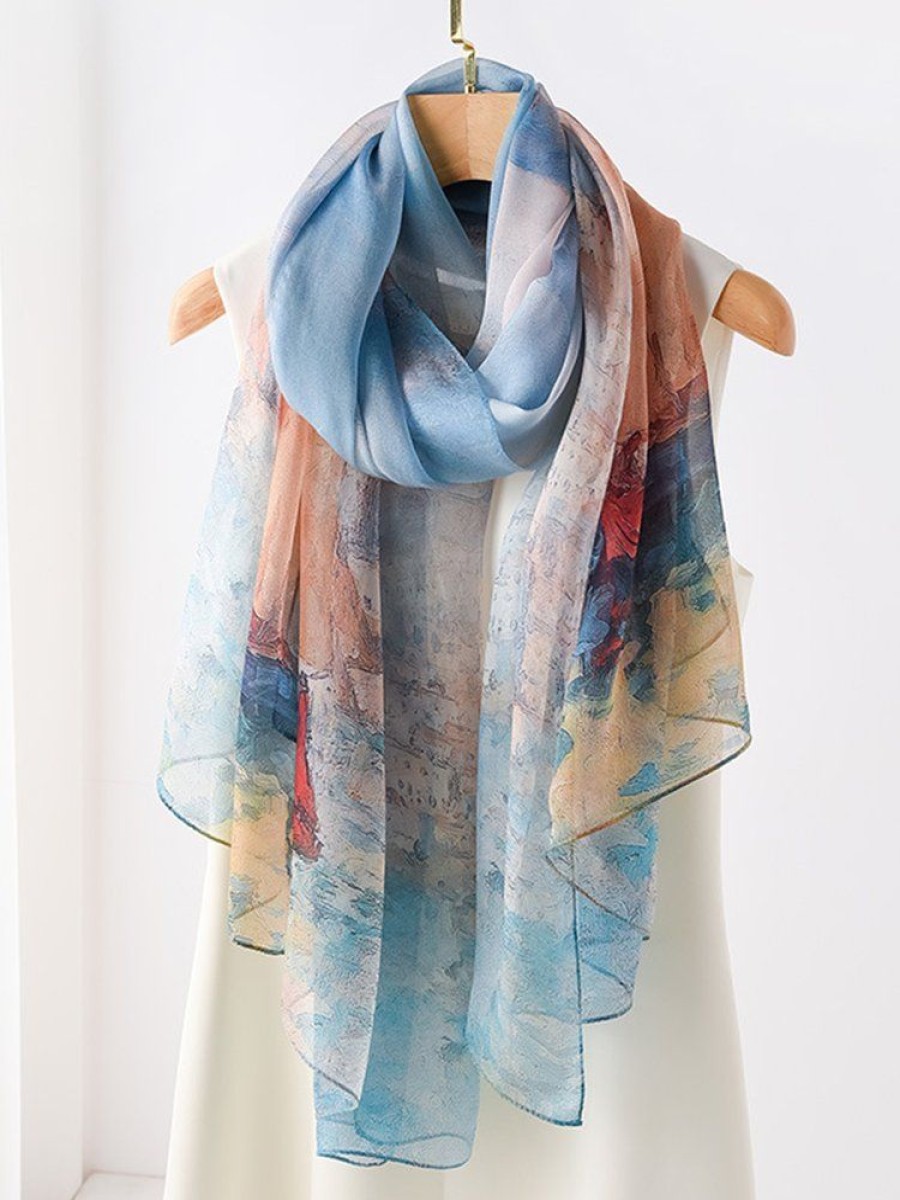 Accessories zolucky | Vacation Floral Printed Lightweight Chiffon Scarf