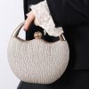 Accessories zolucky | Luxury Glitter Round Pleated Wedding Clutch Bag Women Party Handbag