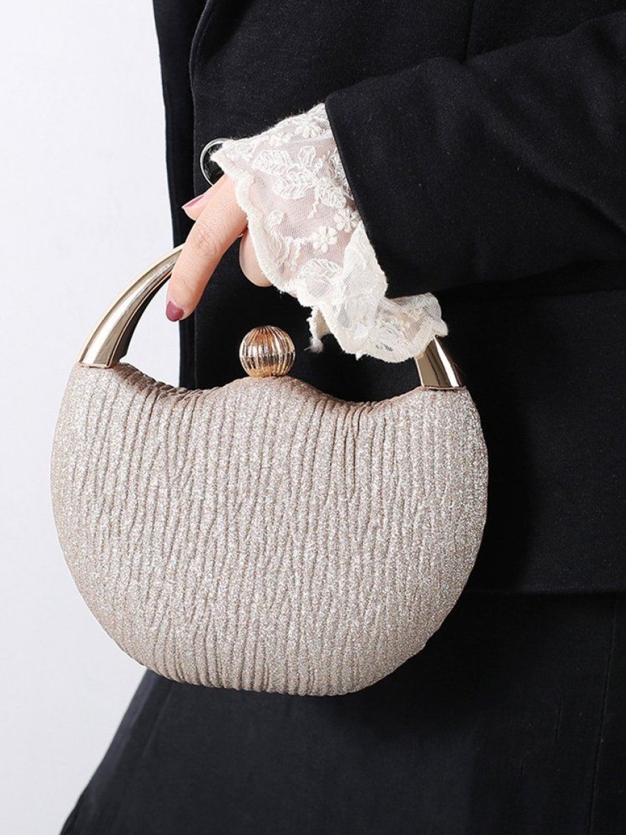 Accessories zolucky | Luxury Glitter Round Pleated Wedding Clutch Bag Women Party Handbag